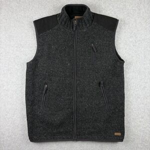 Laundromat Vest Mens XL Dark Gray Ragg Wool‎ Knit Full Zip Fleece Lined Heavy